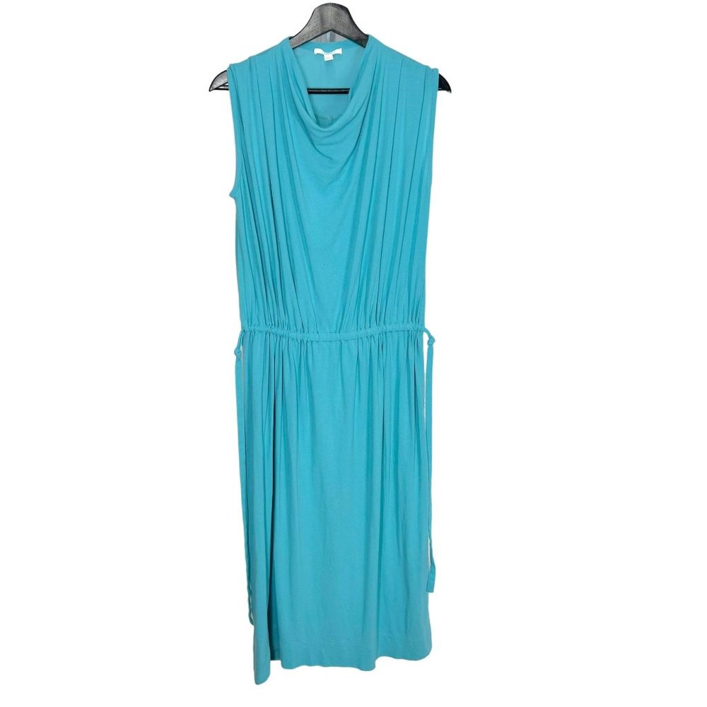 COS Blue Drape Neck Sleeveless Drawstring Waist Midi Dress Small
